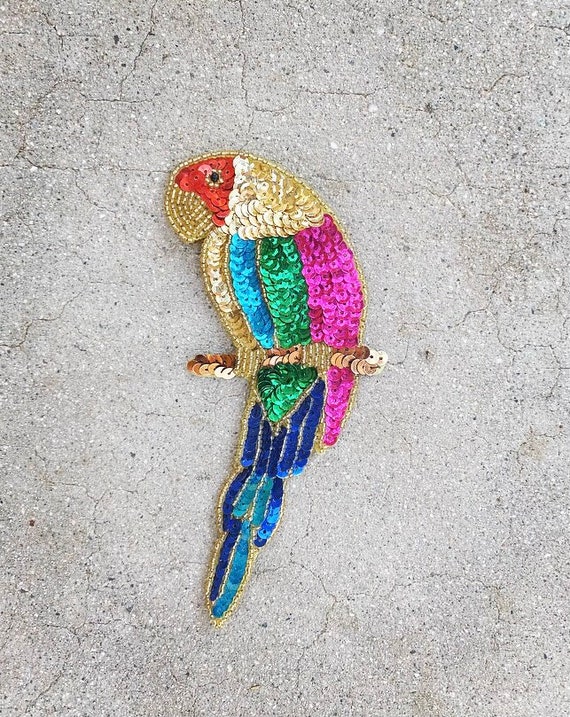 80s Sequins Handmade Parrot Pin - image 1