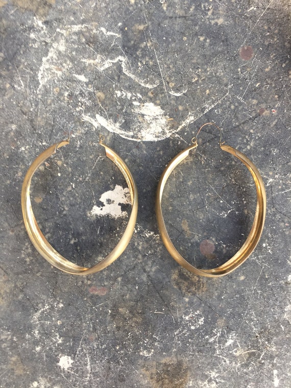 LARGE Brass Hoops Painted with Gold vermeil
