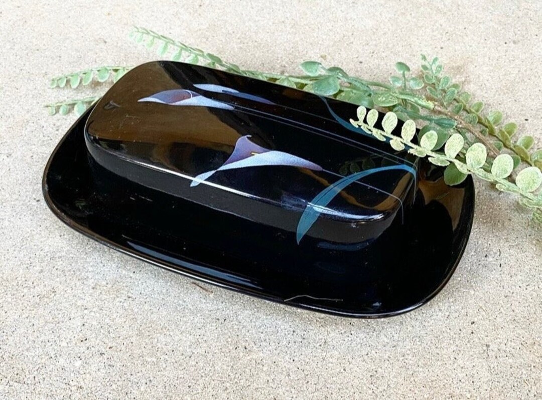 80s Rare Mikasa Black Opus Butter Dish / Made in Japan Etsy