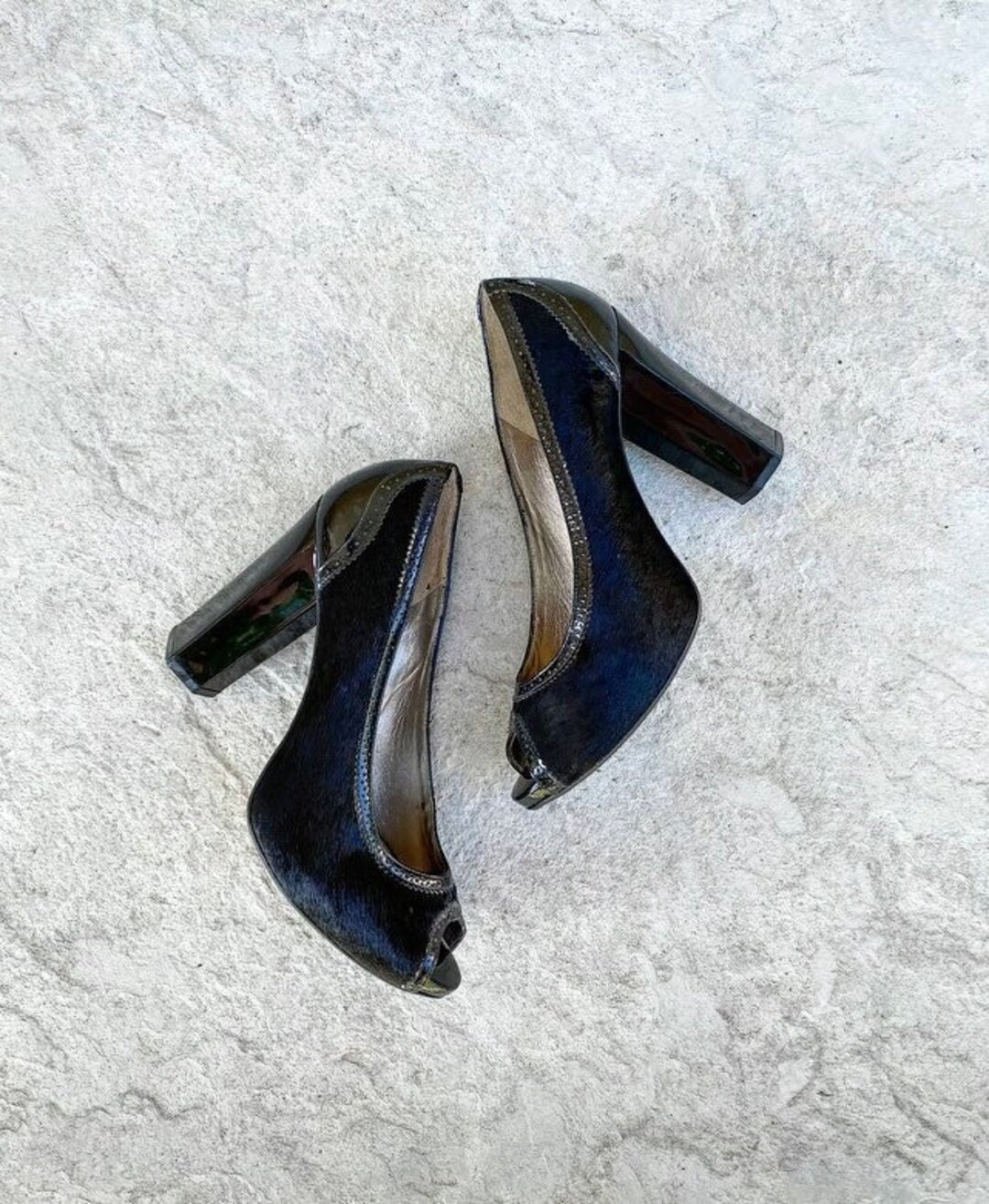 90s Diane Von Calf Hair and Patent Leather Pump Etsy