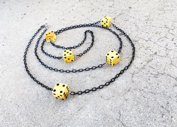 1940s Rare Art Deco Bakelite Dice Necklace 56 inch
