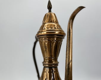 Vintage hand-chased copper jug, bronze handle, 1930s