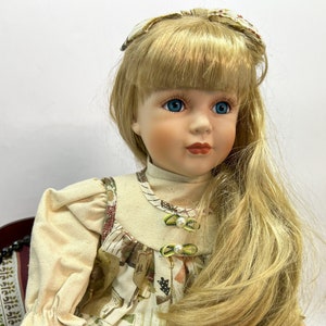 Vintage German Porcelain Doll 80s-90s, Sitting, Art Fashion Doll image 1