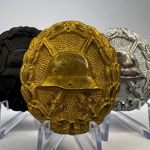 Insignias de Heridas Alemanas de la Primera Guerra Mundial (Negras, Plateadas y Doradas) - Marcado 1918 - Auténticas Medallas Militares Imperiales Alemanas