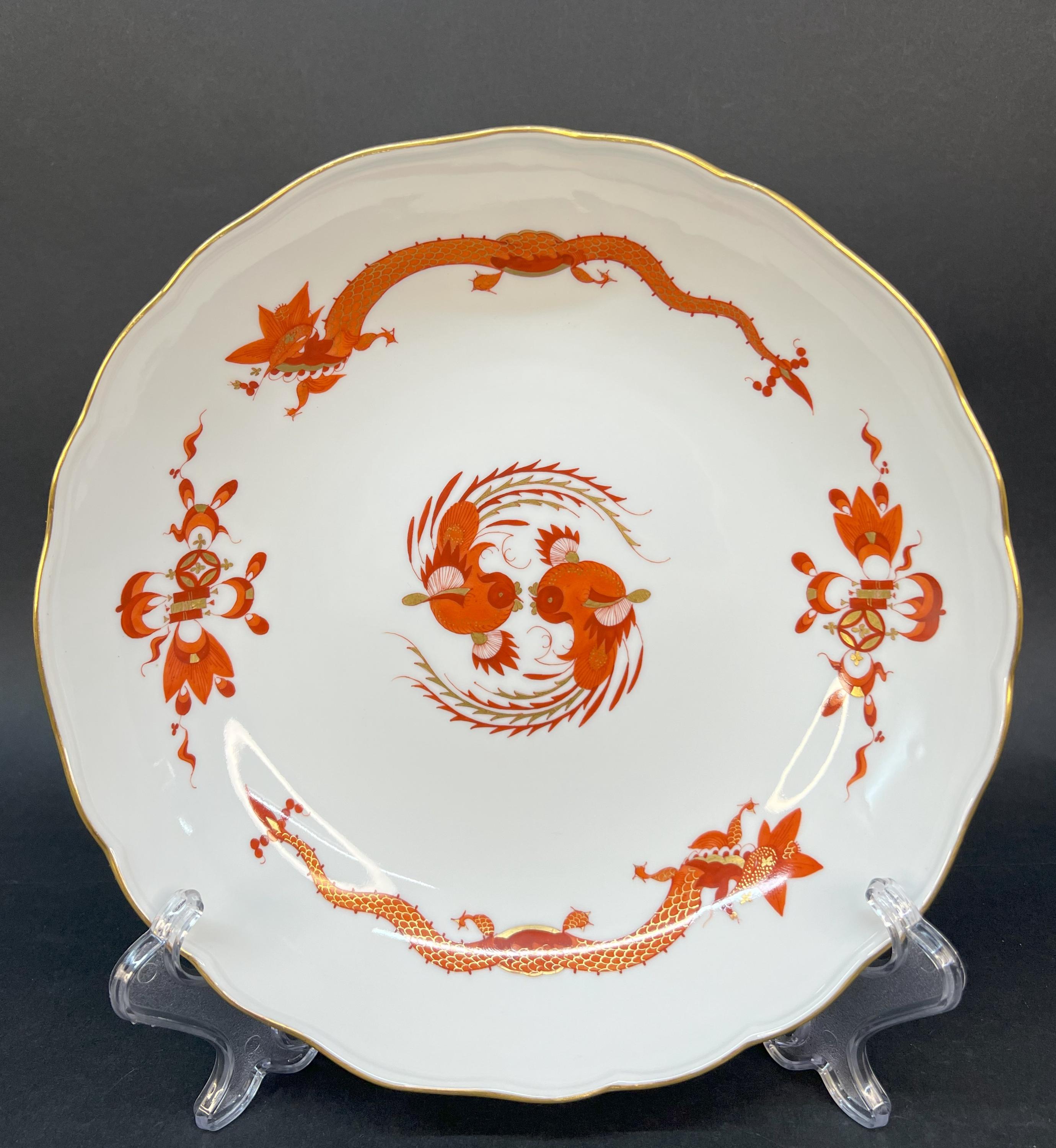 Rare Meissen “red Dragon” Plate, Hand-painted Porcelain From 1924