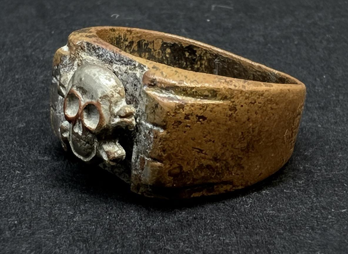 a*a様 1939’s～★ドイツ国防軍陸軍★Skull Bone Ring★ W WWI German Skull Ring “west Wall / Canteen Ring”, Soldier-made