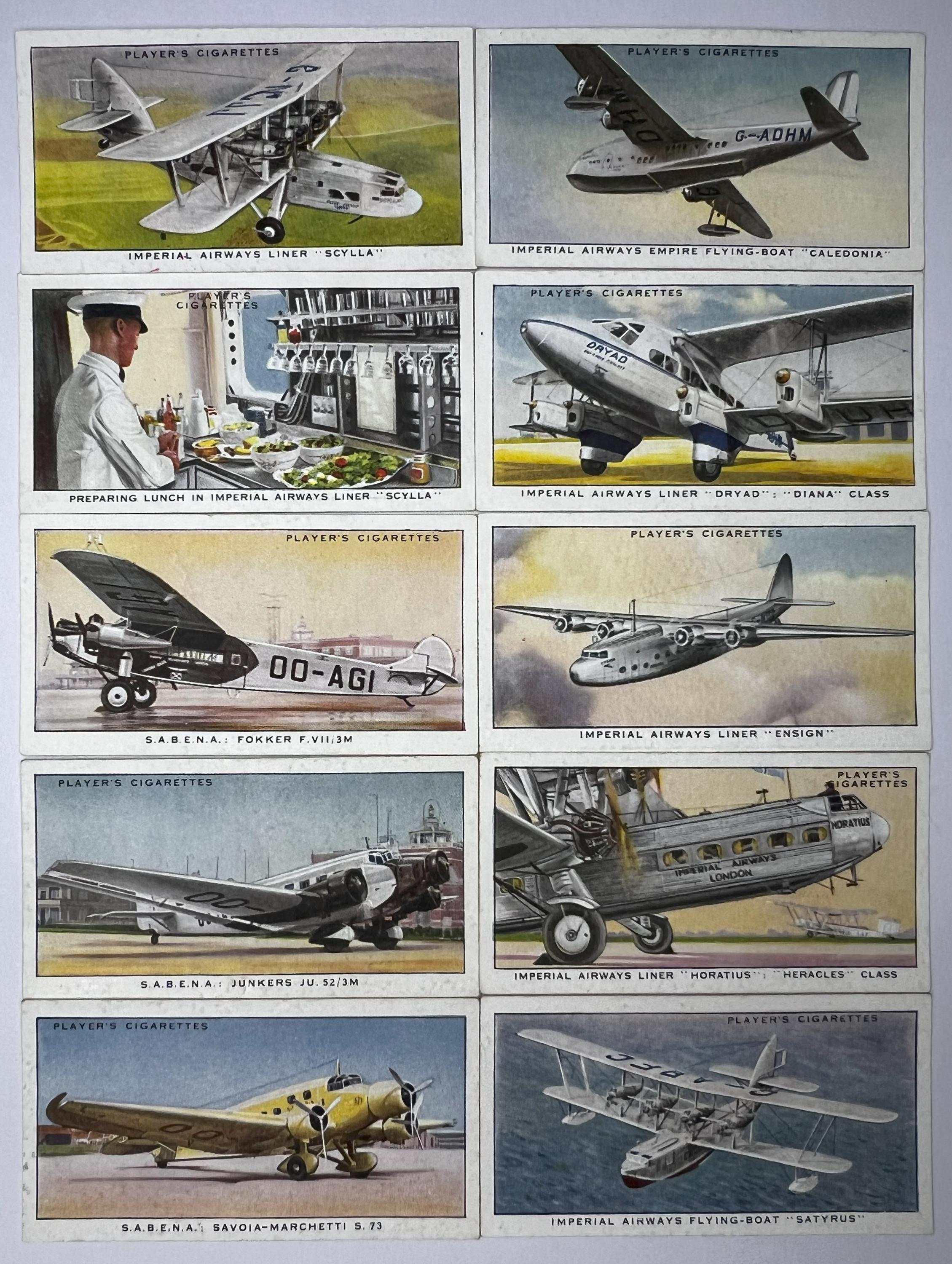 1936 John Player & Sons "International Air Liners" Complete Vintage Cigarette Card Set of 50 Featuring Classic Aircraft from Around the World