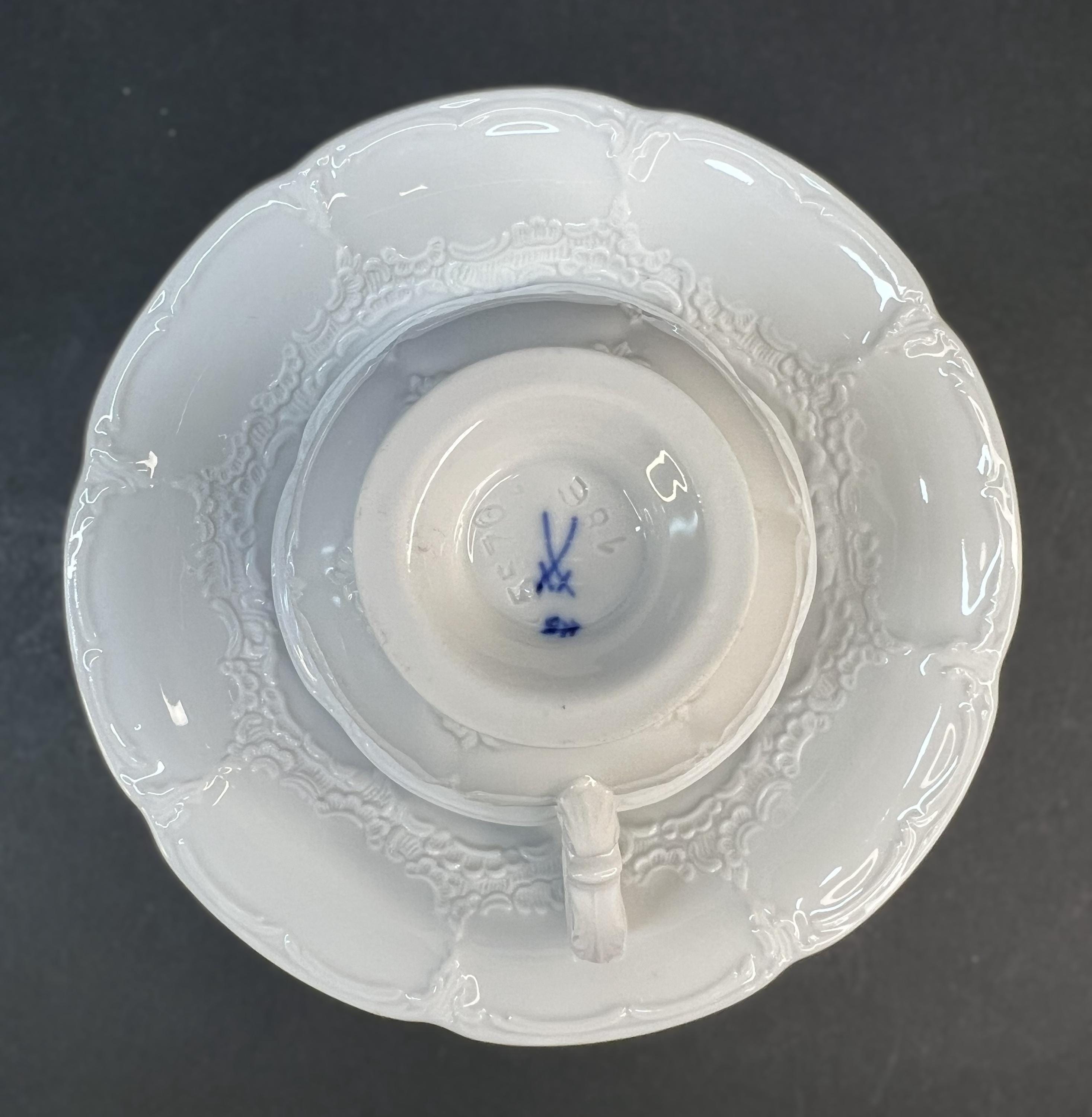Meissen B-form Mokka Espresso Cup & Saucer, White Porcelain