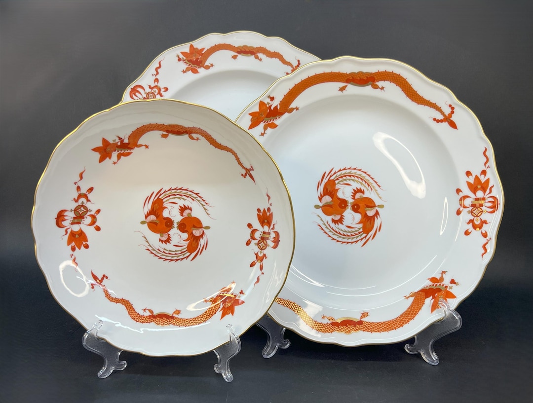 食器 Meissen Mythos Plate 2001 Rare Meissen “red Dragon” Plate, Hand-painted Porcelain From 1924