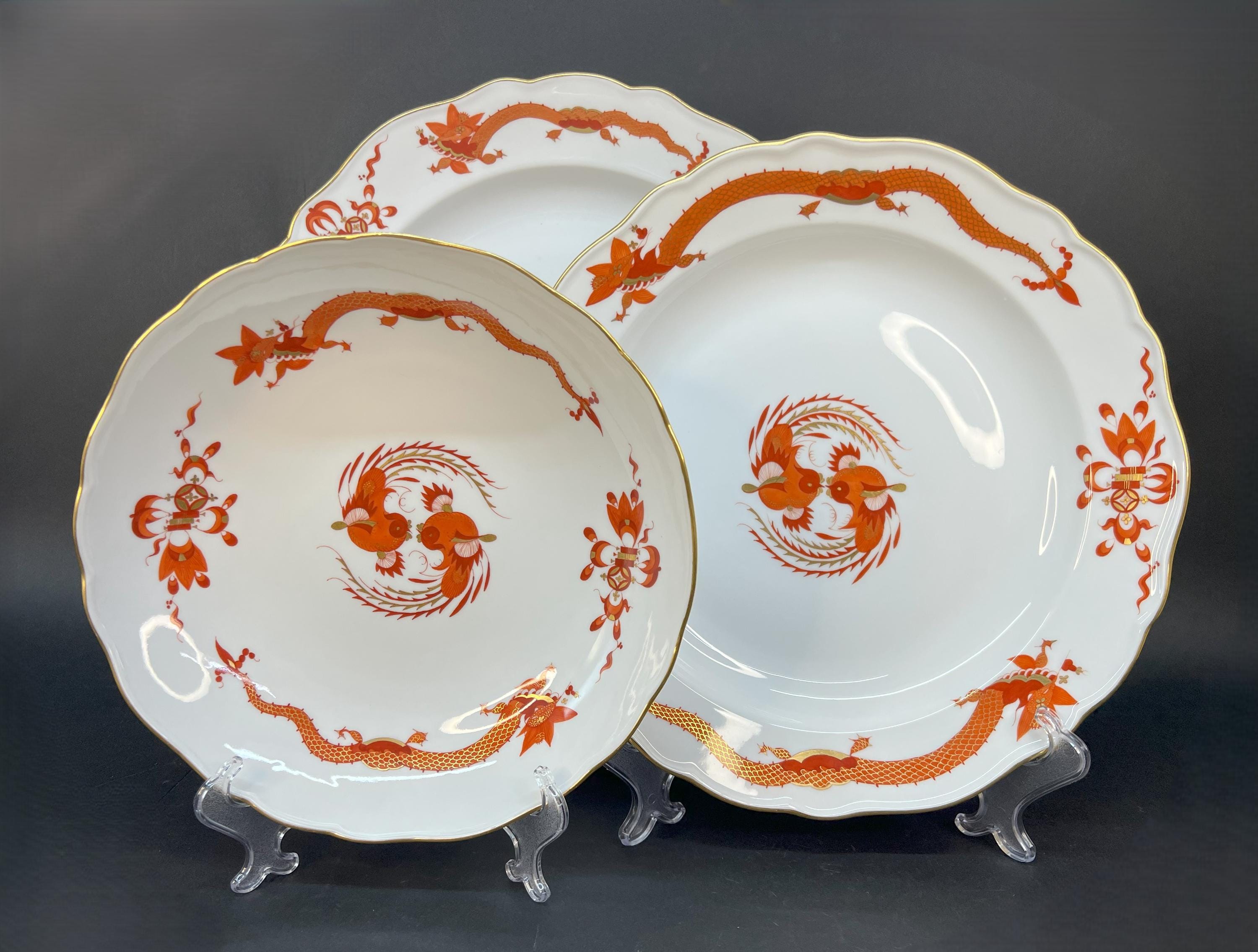 Rare Meissen “red Dragon” Plate, Hand-painted Porcelain From 1924