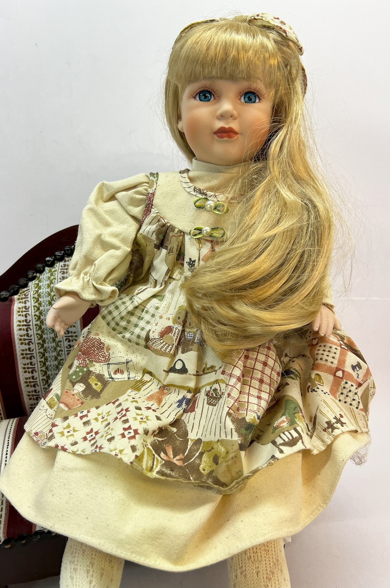 Vintage German Porcelain Doll 80s-90s, Sitting, Art Fashion Doll image 8