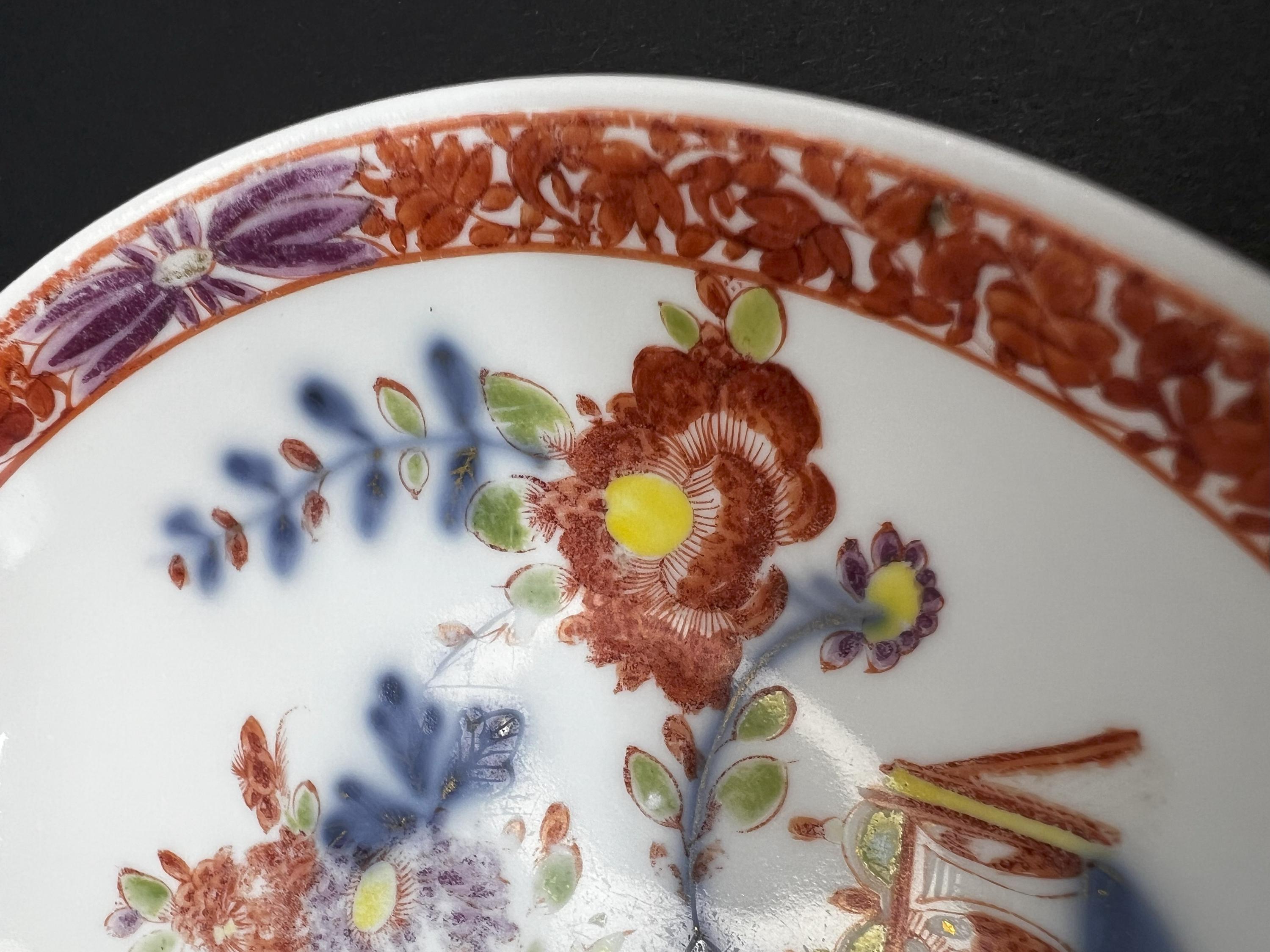 Antique Meissen Saucer, 1740, Tischchenmuster, Kakiemon Imari