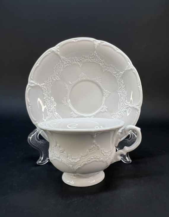 Meissen B-form Mokka Espresso Cup & Saucer, White Porcelain