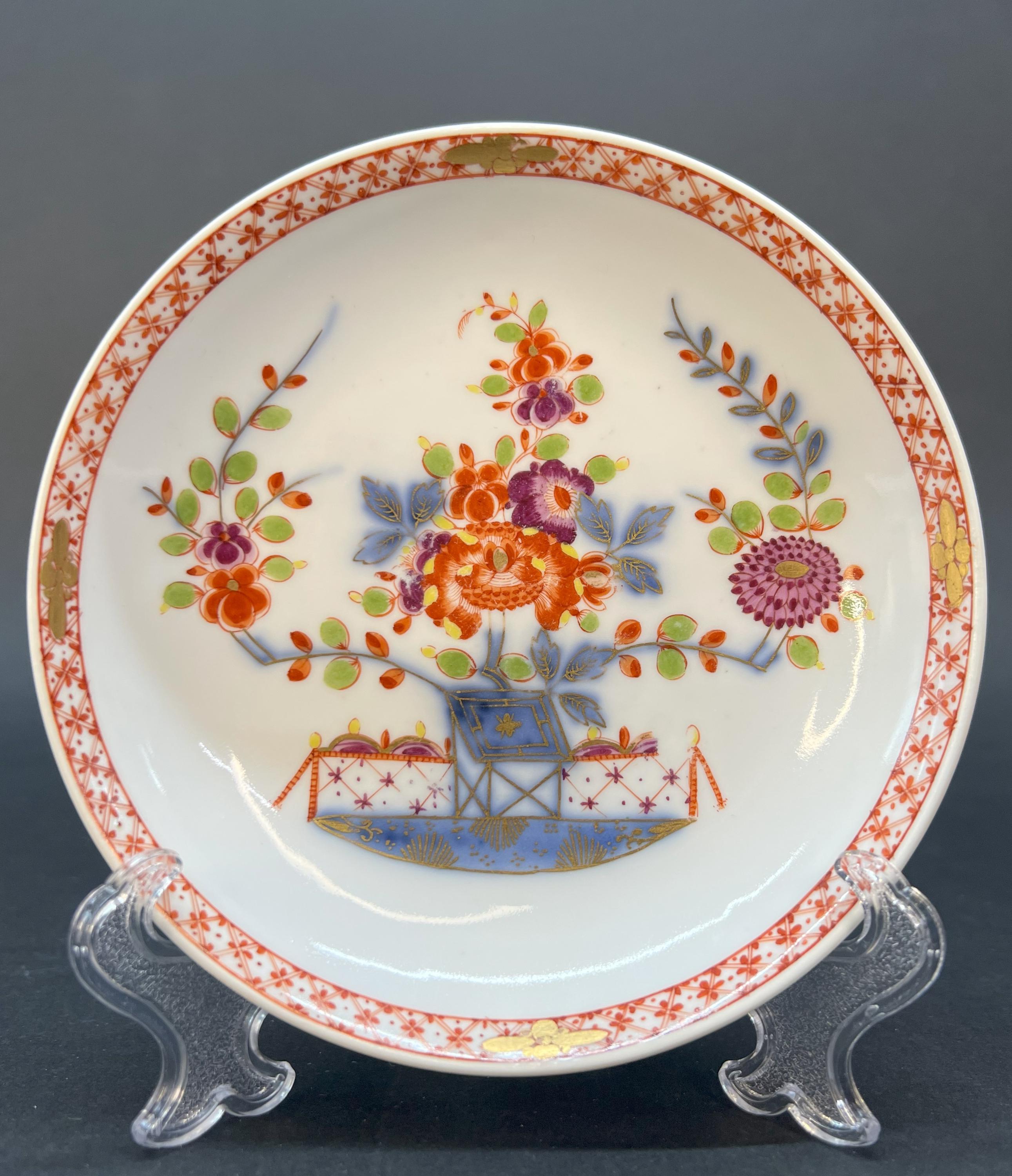 Antique Meissen Tea Cup & Saucer, Kakiemon/imari Style, 1735