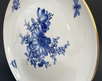 Meissen Blue Flowers Plate – Vintage Porcelain 10.8” Hand-painted