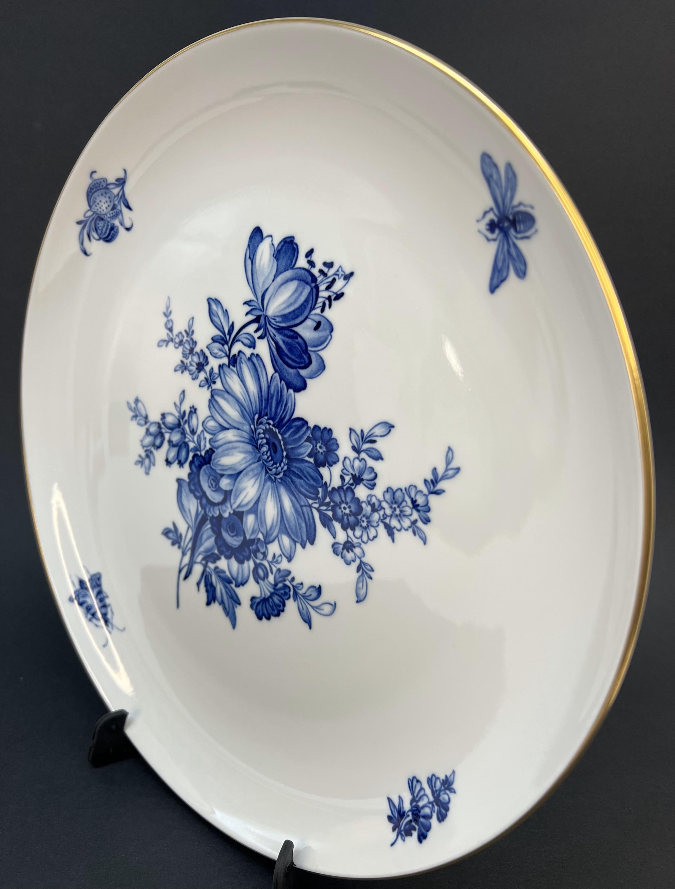Meissen Blue Flowers Plate – Vintage Porcelain 10.8” Hand-painted