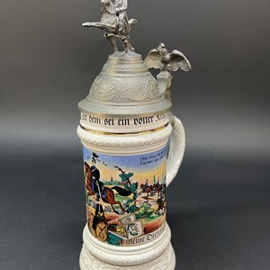 German Beer Stein - 2nd Guard Regiment Berlin. Reservist Muller 1901-1903. Original Gerz Limited Edition. Pewter Lid. 10.4" Tall.