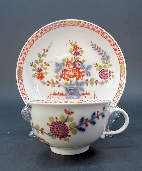 Antique Meissen Tea Cup & Saucer, Kakiemon/imari Style, 1735