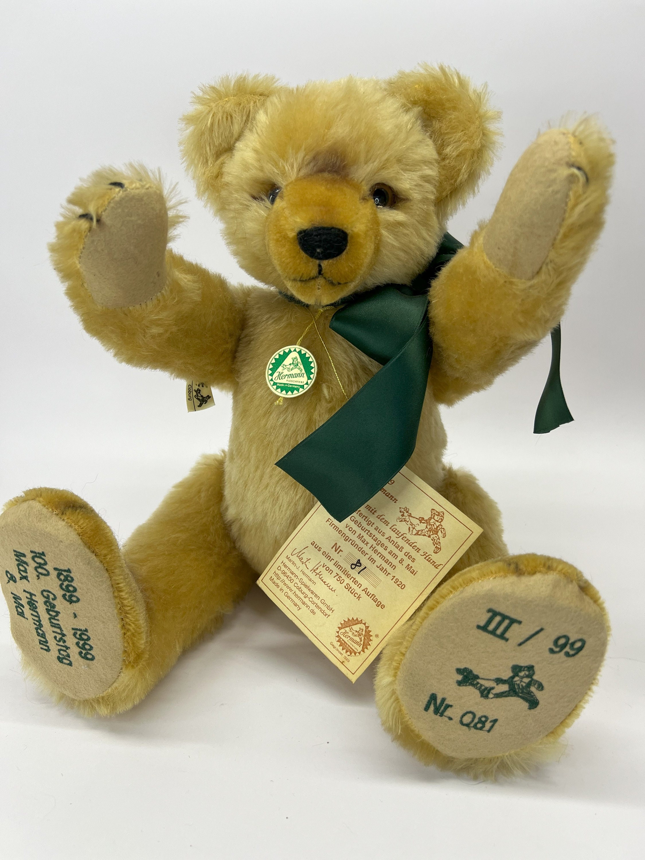 HERMANN, Limited Teddy Bear, Coburg, Germany, 1999 - Etsy