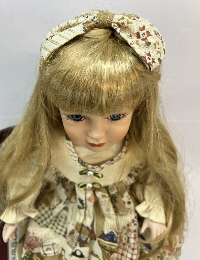 Vintage German Porcelain Doll 80s-90s, Sitting, Art Fashion Doll image 5
