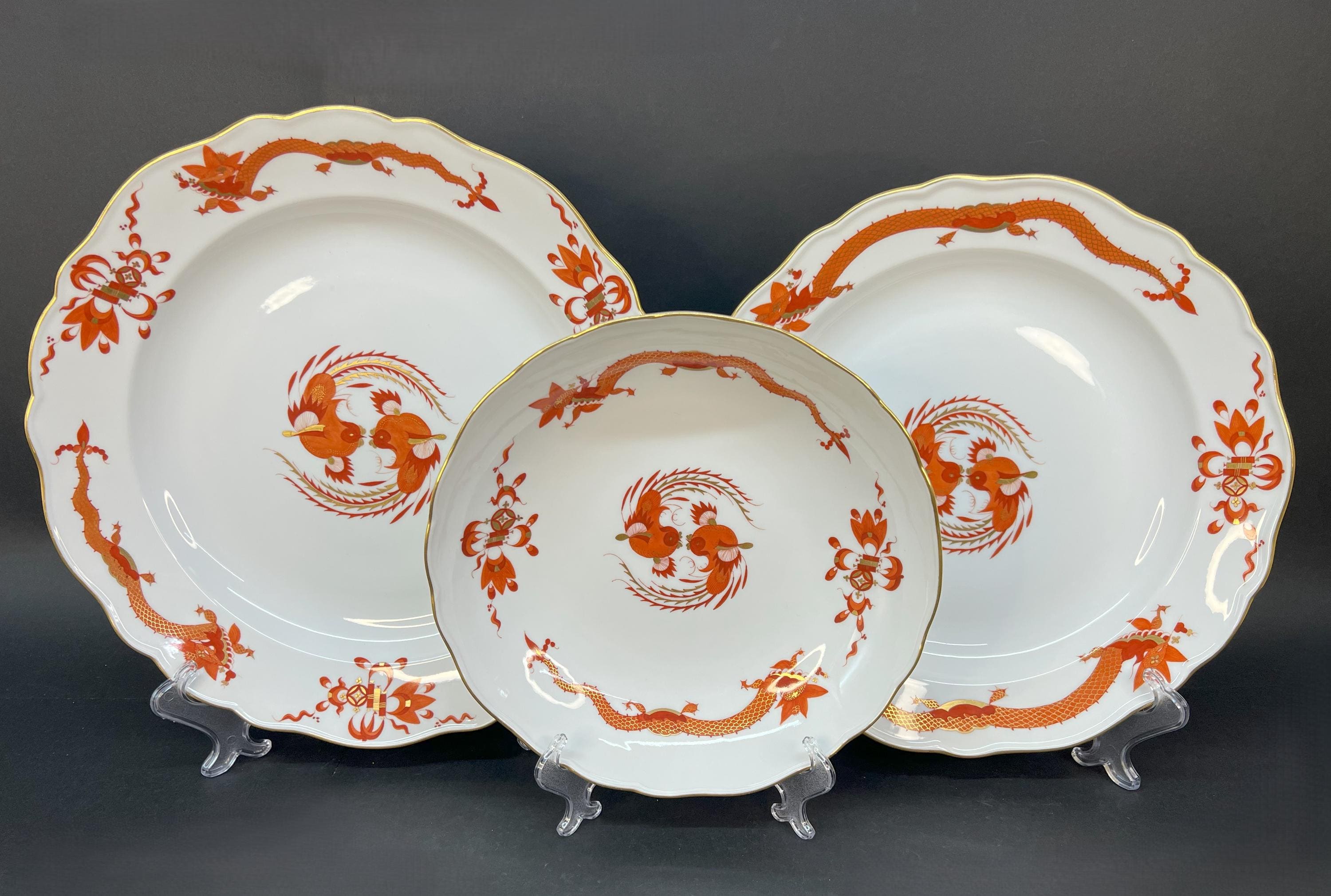 Rare Meissen “red Dragon” Plate, Hand-painted Porcelain From 1924