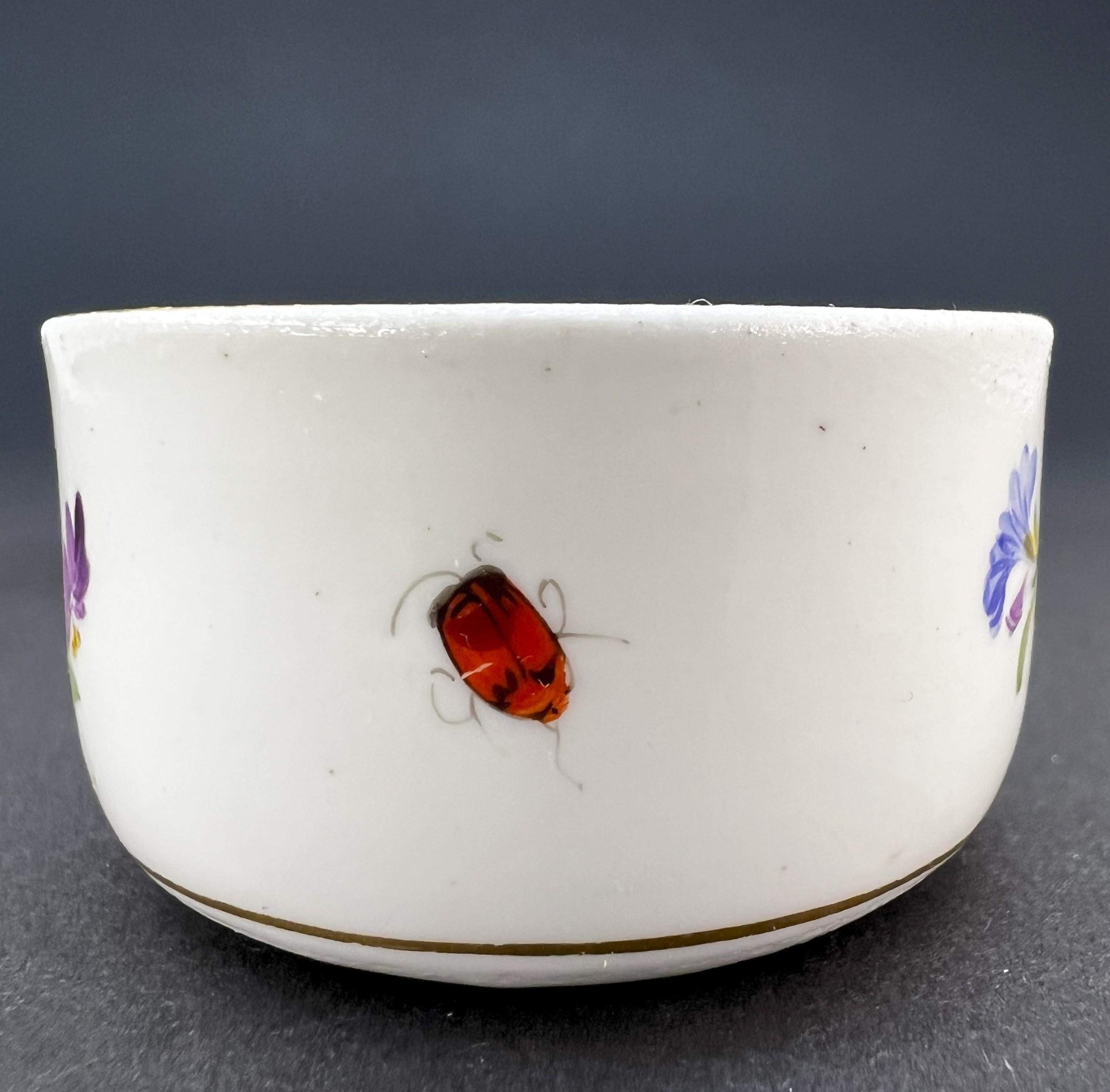 Antique Meissen Porcelain Salt Cellar / Mustard Pot, Hand-painted