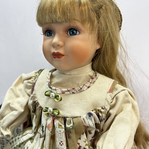 Vintage German Porcelain Doll 80s-90s, Sitting, Art Fashion Doll image 3