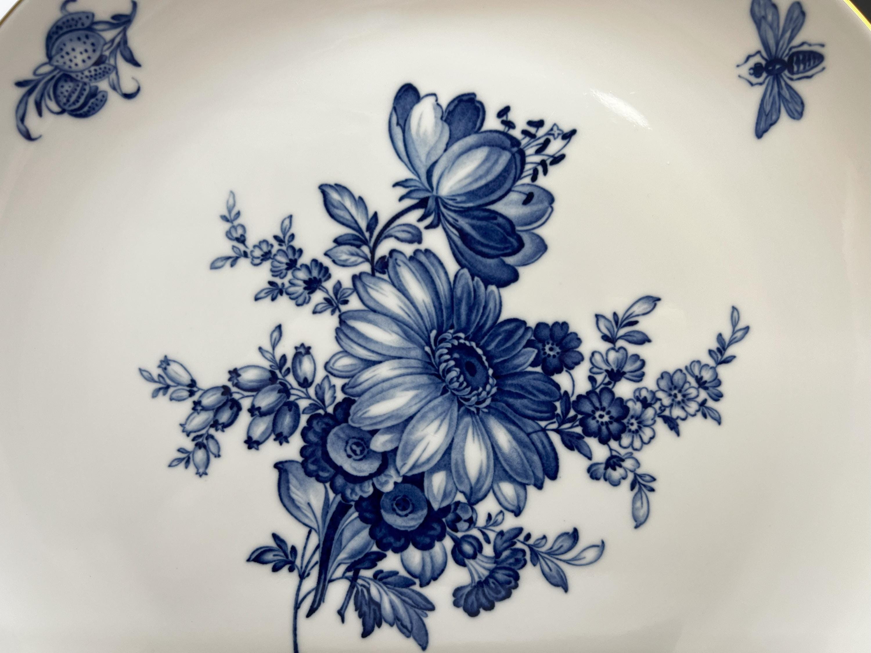 Meissen Blue Flowers Plate – Vintage Porcelain 10.8” Hand-painted