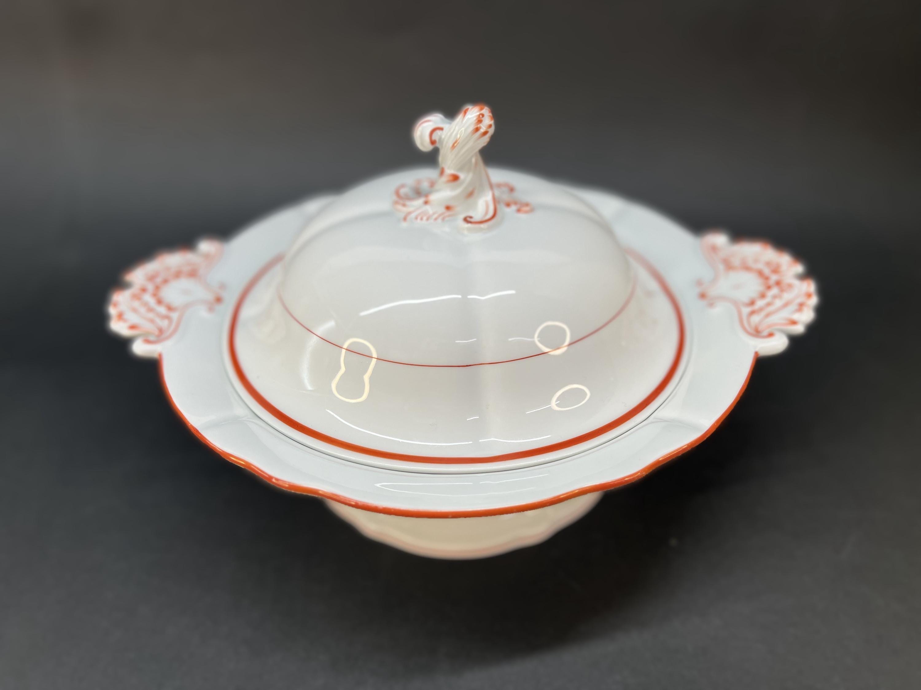 食器 Meissen Porcelain Meissen Koralle Serving Bowl With Lid – Elegant White Porcelain