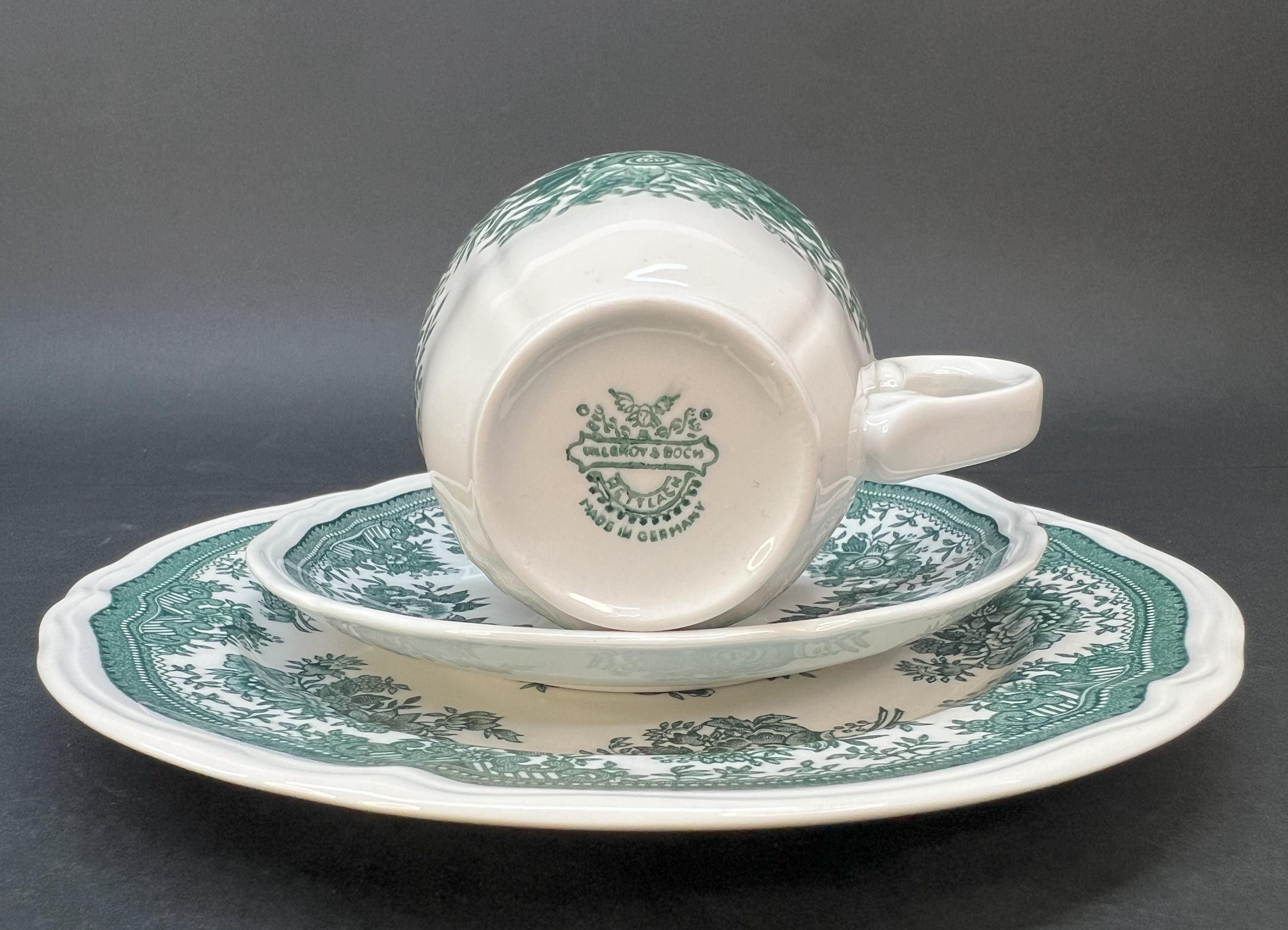 Vintage Villeroy & Boch Fasan Green Coffee Set for 4, Vitrified
