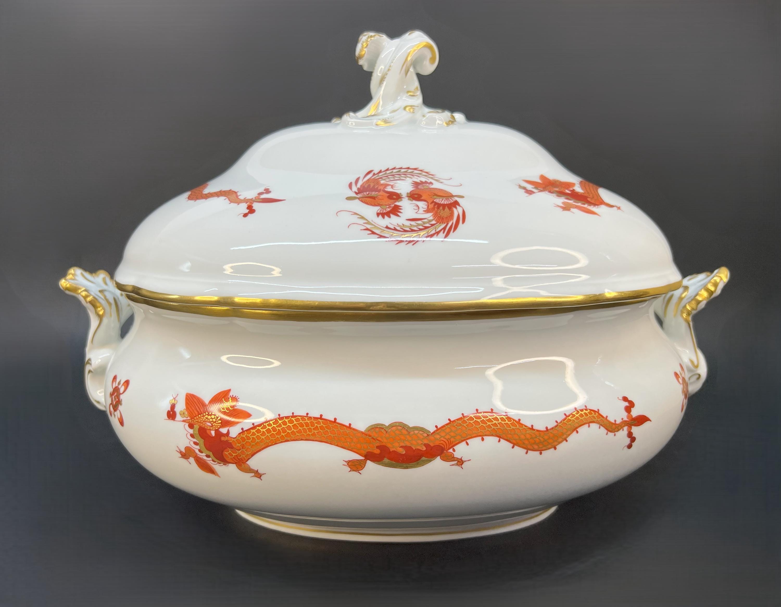 Large Meissen Red Dragon Oval Tureen With Lid, 1924–1933, 1st