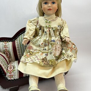 Vintage German Porcelain Doll 80s-90s, Sitting, Art Fashion Doll image 2