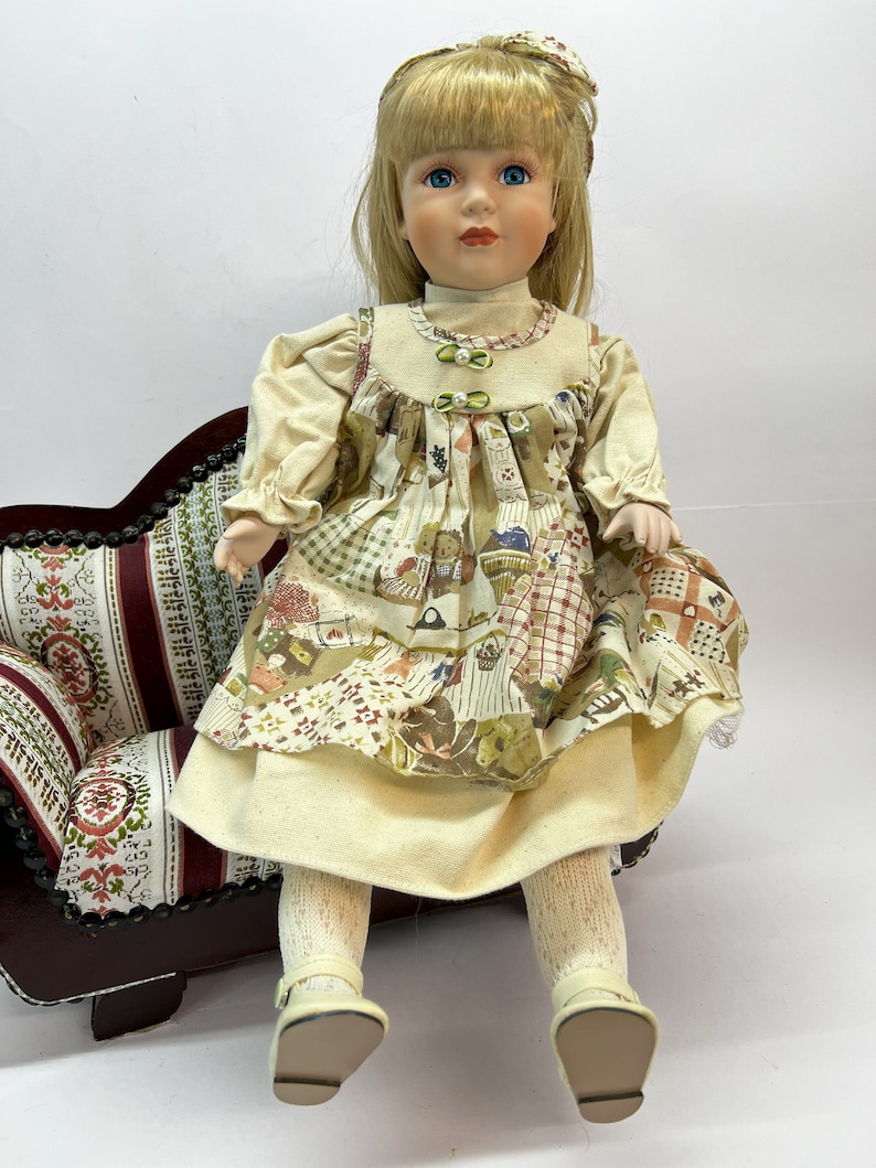 Vintage German Porcelain Doll 80s-90s, Sitting, Art Fashion Doll image 2