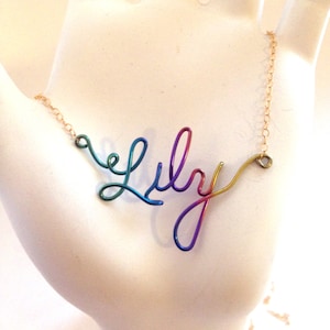 Wire Name Necklace • Personalized Name Jewelry • Personalized Name Necklace • Gold Name Necklace • Custom Wire Name • Niobium Name Jewelry