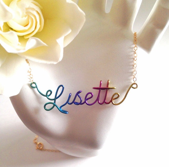 Wire Name Necklace • Personalized Name Jewelry • Personalized Name Necklace • Gold Name Necklace • Custom Wire Name • Niobium Name Jewelry