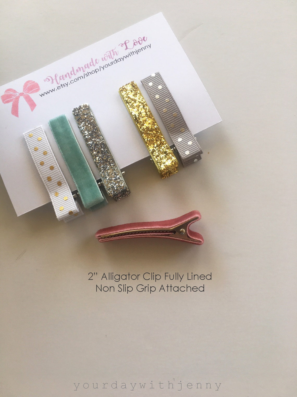 Hair Clips set of 6 Fully Lined Polka dot hair clips Velvet Etsy