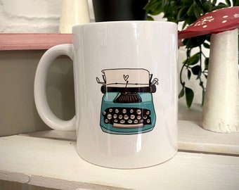 typewriter mug, ceramic mug, retro typewriter, cute mug, gift for author, journalist, writer