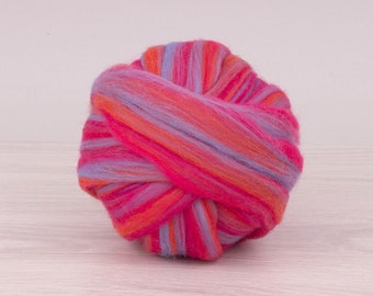 Tokyo 22mic fine merino wool multi-color. 50g(1.76oz) For needle felting, wet felting, spinning, roving for felting.