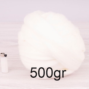 White 17.5mic wool tops, 500gr.