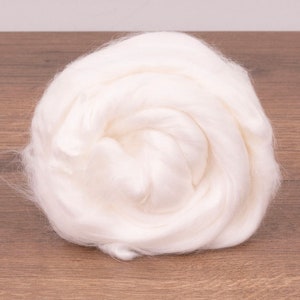 Viscose White Bright, 1.7oz (50gr) for felting, nuno felting, spinning and DIY projects.