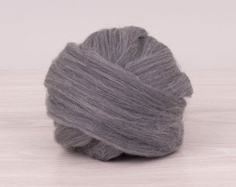 GreyMelange B107, 19 micron merinowol, 50 g (1,76 oz) voor naaldvilten, natvilten en spinnen. 100% wol.
