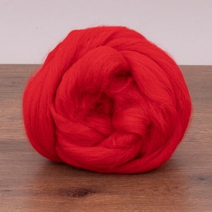 Viscose Red, 1.7oz (50gr) for felting, nuno felting, spinning and art batts projects.