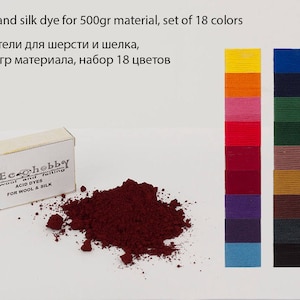 Set of 18 Colors Acid Dyes for Wool, Silk and Fur.