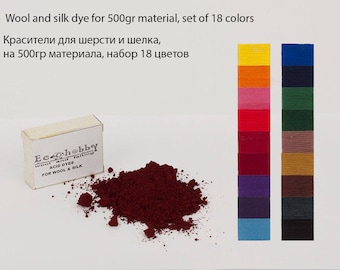 Set of 18 Colors Acid Dyes for Wool, Silk and Fur.