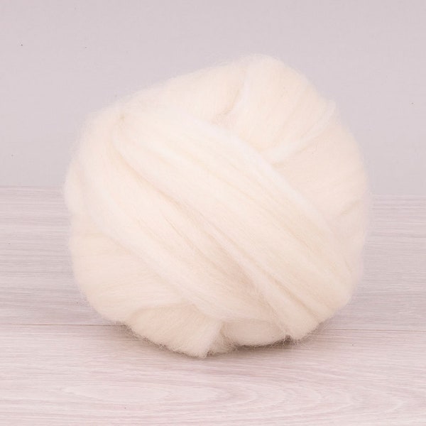 Natural white 26mic Merino Wool Tops 50gr (1.7oz) For needle felting, wet felting, spinning, roving for felting.