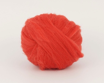 OrangeRed B221-1, 1.78oz (50gr) 22mic fine merino felting wool, for needle felting, wet felting, spinning. 100% wool.