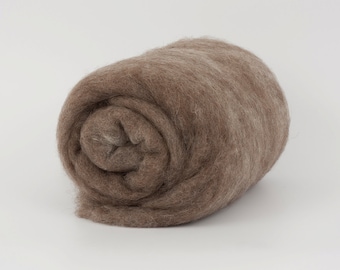 BrownMelange 23 mic Carded Wool Batt 1.76oz (50gr), 100% wool.
