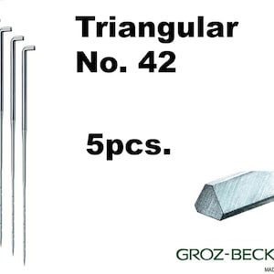 Triangular felting needles, Gauge 42. Price for: 5pcs. Made in Germany.