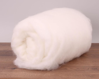 White natural carded wool, 17mic, 1.76oz (50g). Felting Wool, For Spinning And Needle Felting.  100% wool.