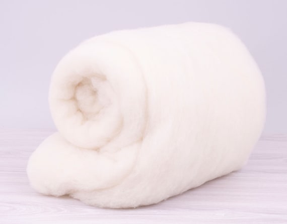 Laine Cardée 50g Blanc - Laine Mérinos Pour Feutrage à L'Aiguille Et Au Savon